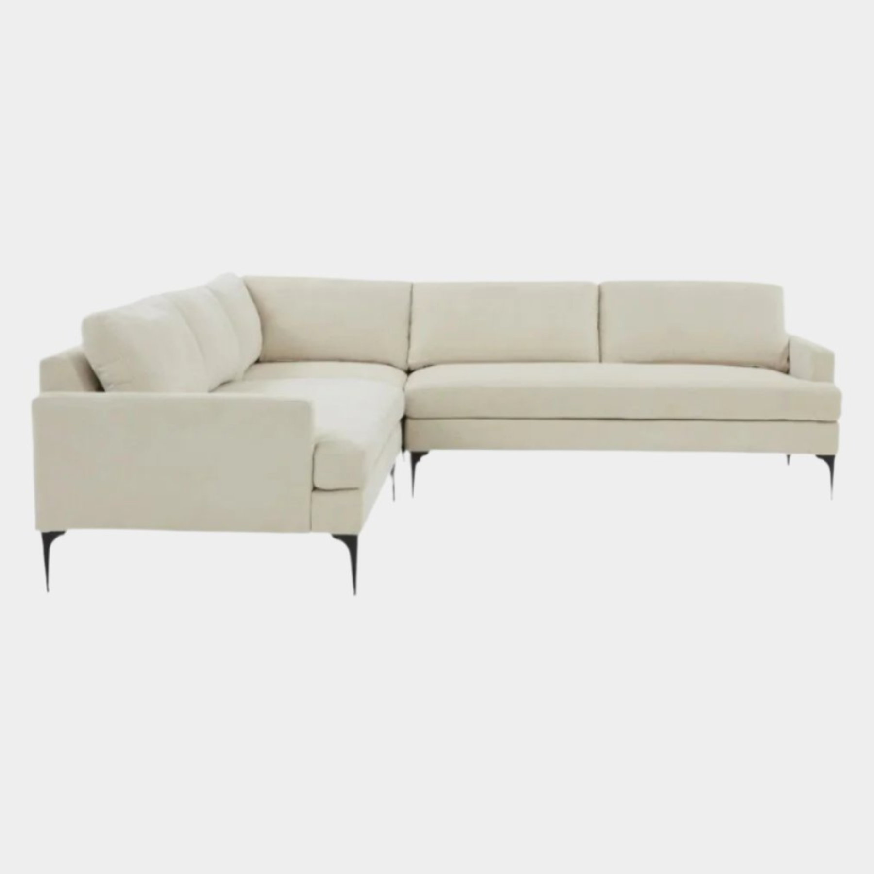 Serena Cream Velvet L-Sectional with Black Legs