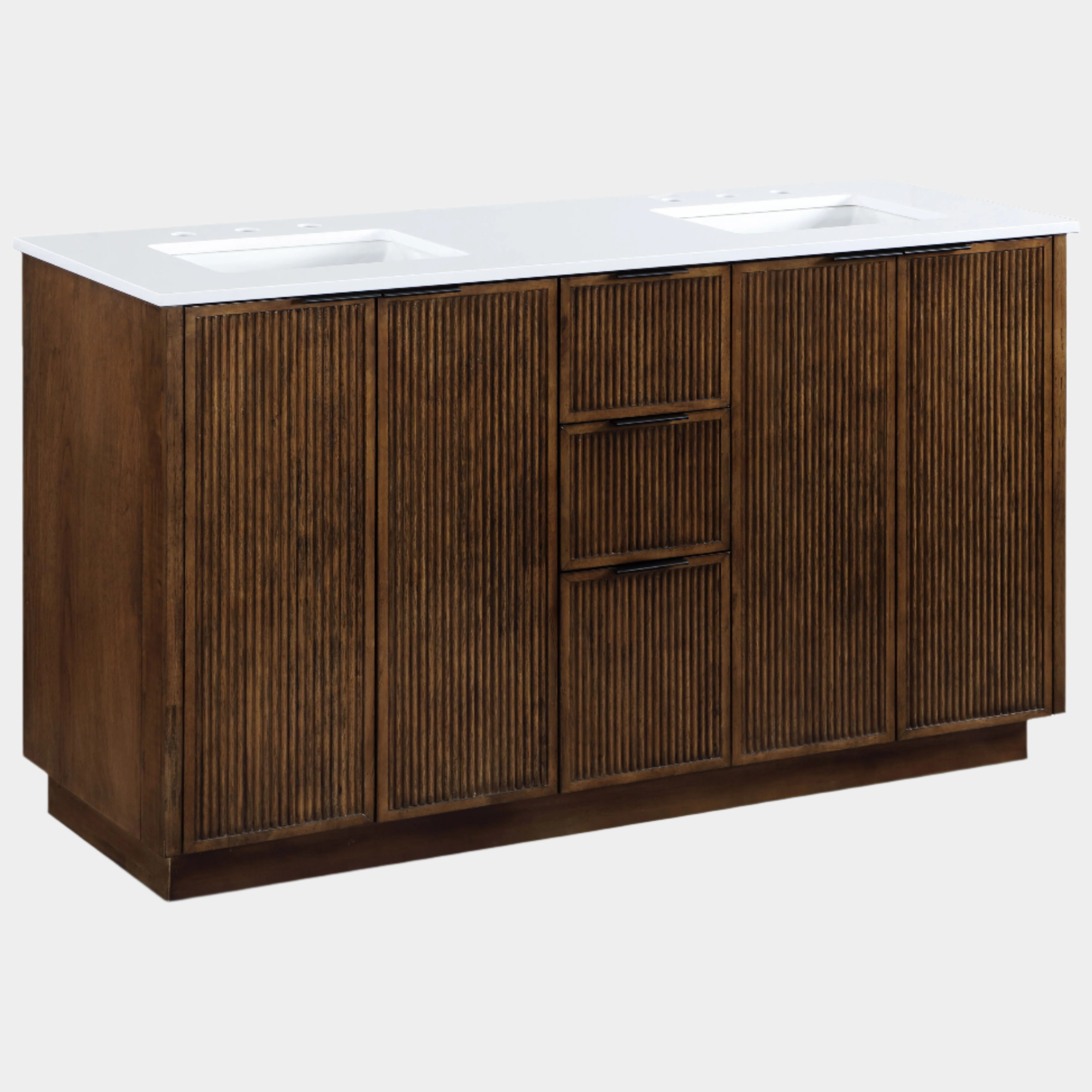 Willard 60" White Engineered Stone And Solid Wood Bathroom Vanity