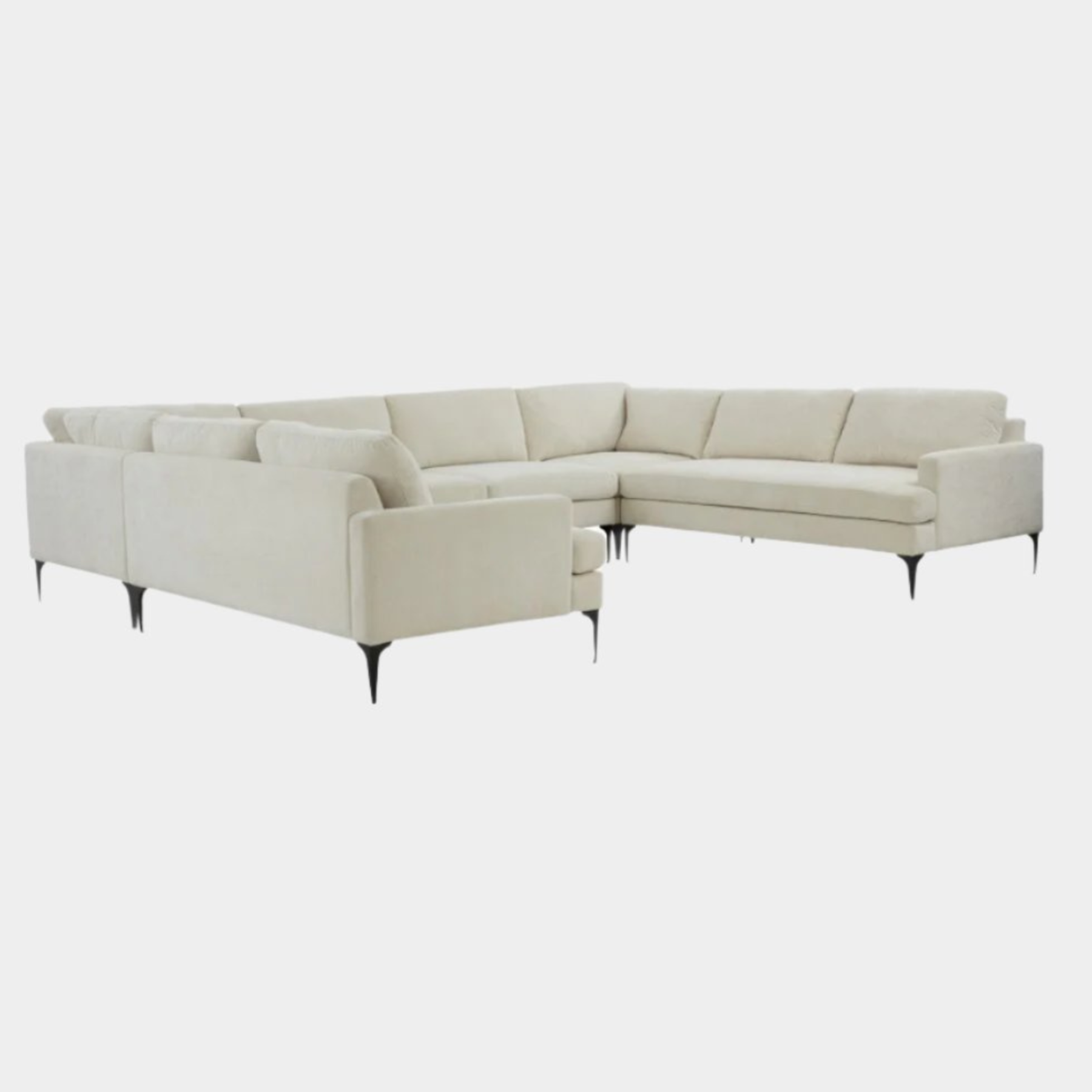 Serena Cream Velvet U-Sectional with Black Legs