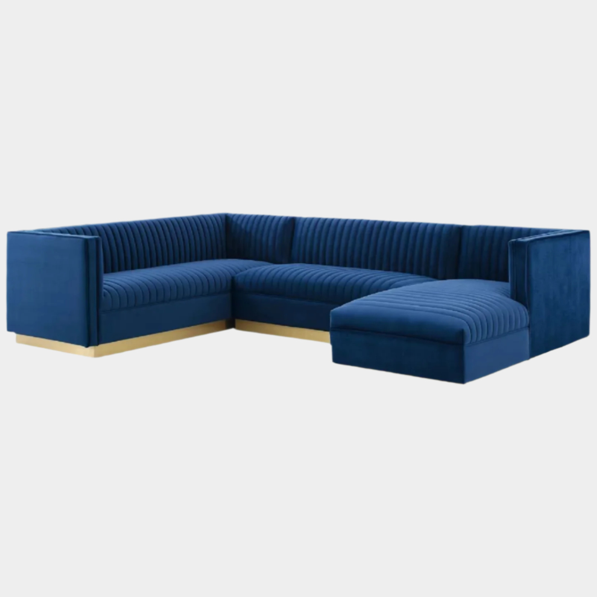 Sanguine 3 Piece Performance Velvet Sectional Sofa Set