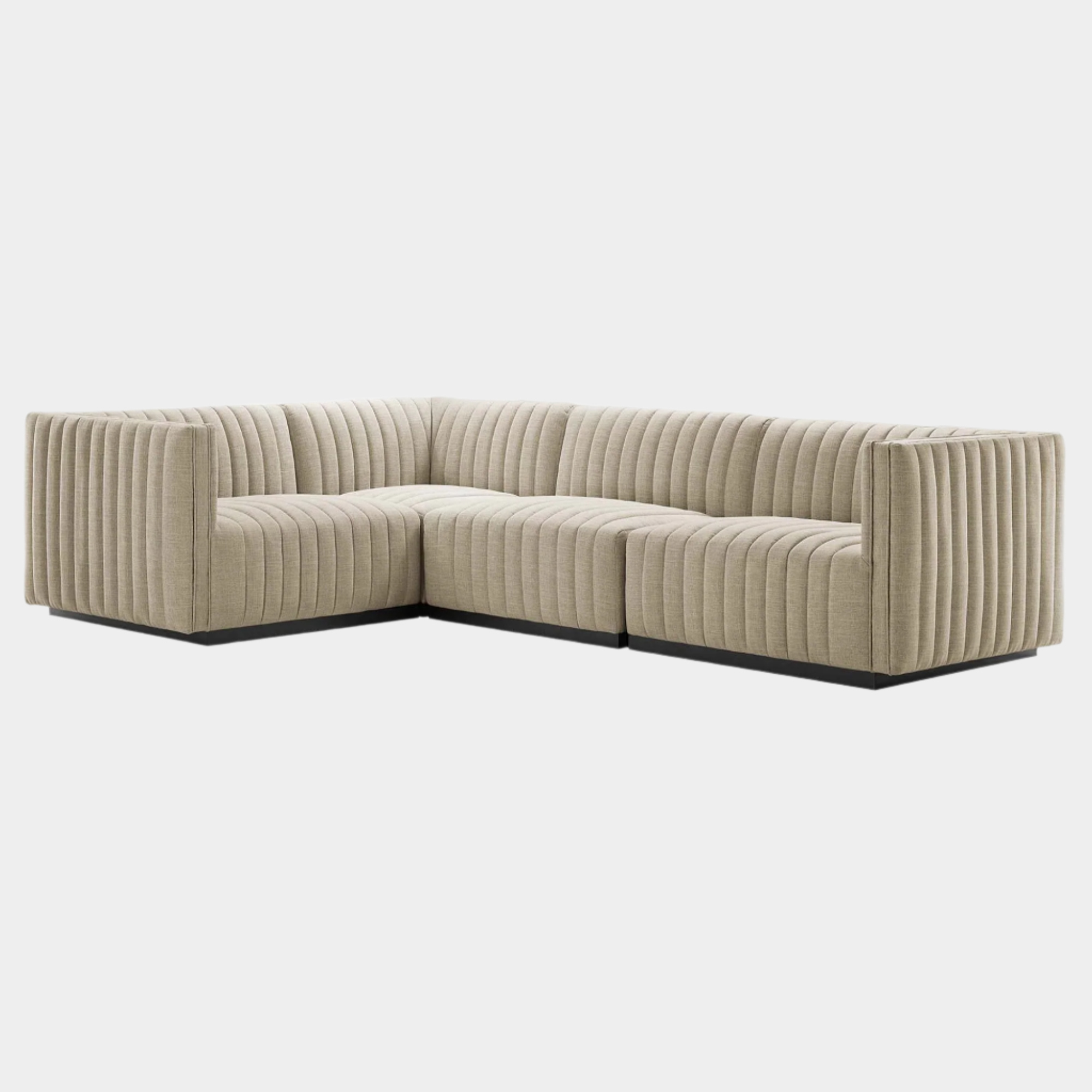 Conjure 4-Piece Channel Tufted Upholstered Fabric L-Shaped Sectional