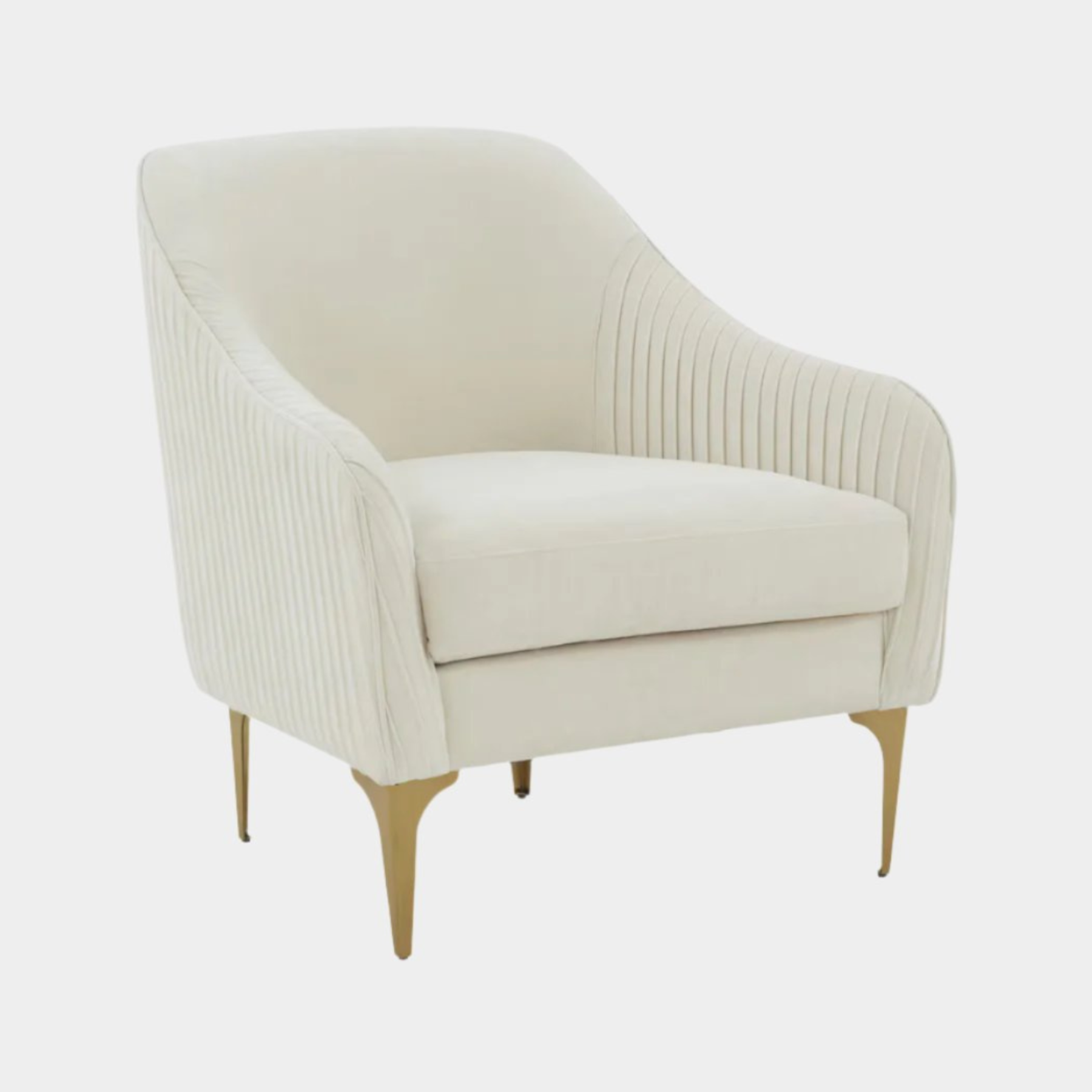 Serena Cream Velvet Accent Chair with Brass Legs