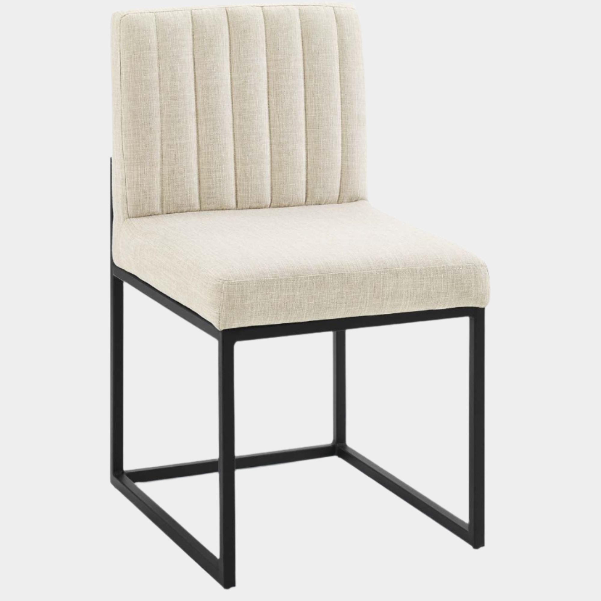 Carriage Channel Tufted Sled Base Upholstered Fabric Dining Chair