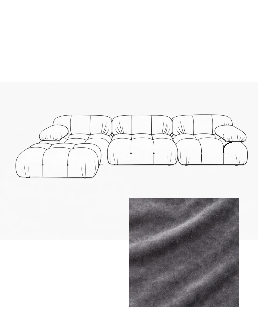 Mario Bellini Velvet Sofa with Ottoman