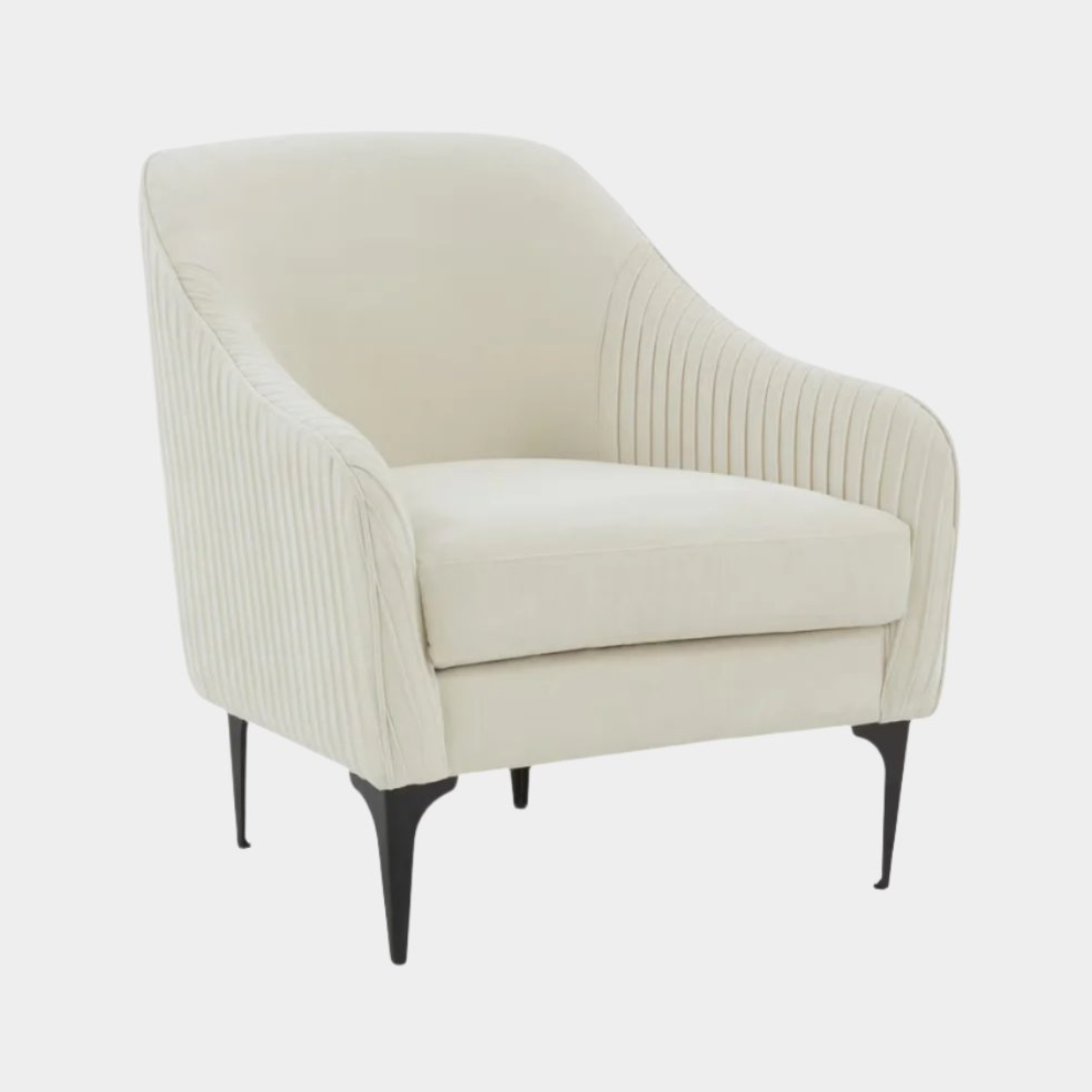 Serena Cream Velvet Accent Chair with Black Legs