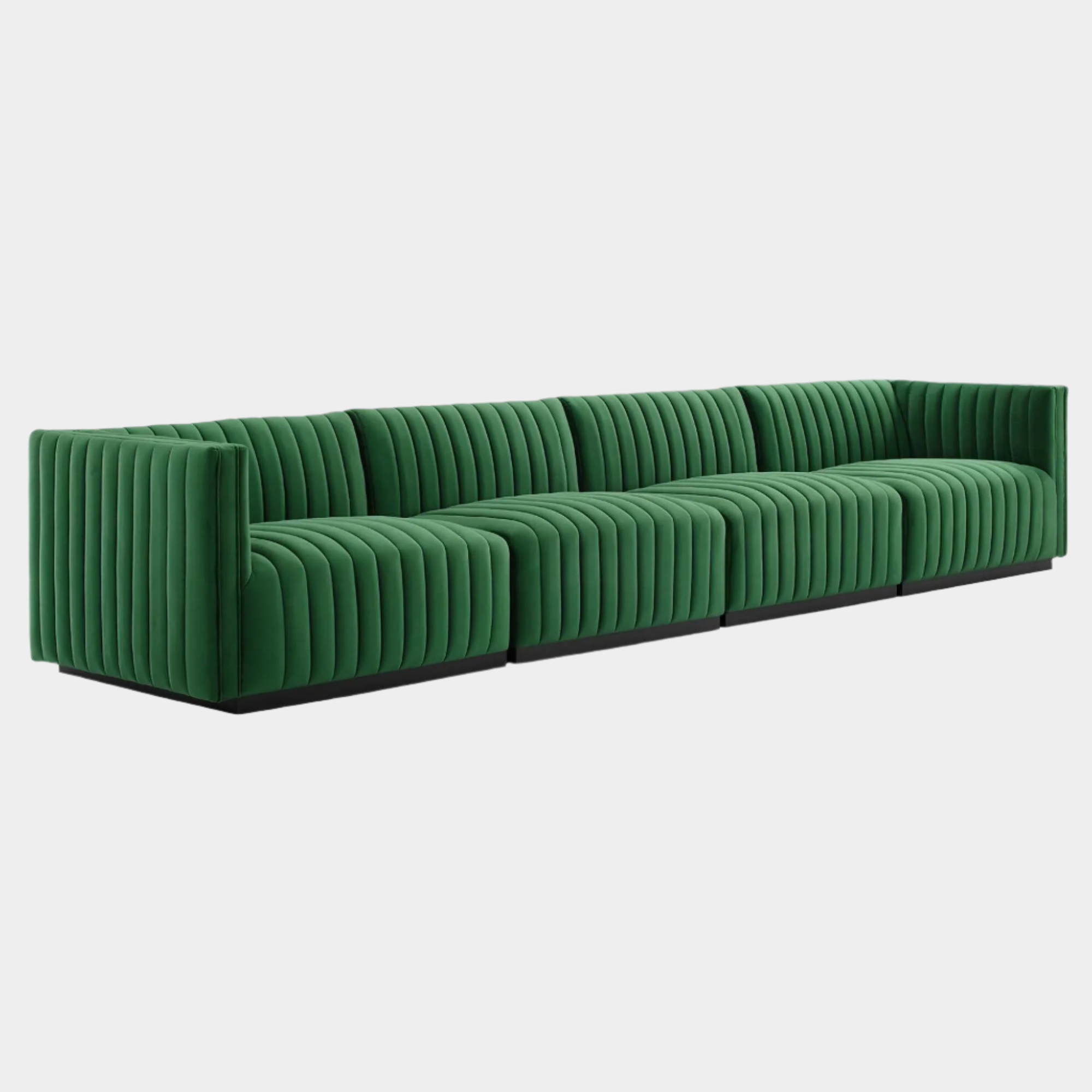 Conjure Channel Tufted Performance Velvet 4-Piece Sofa