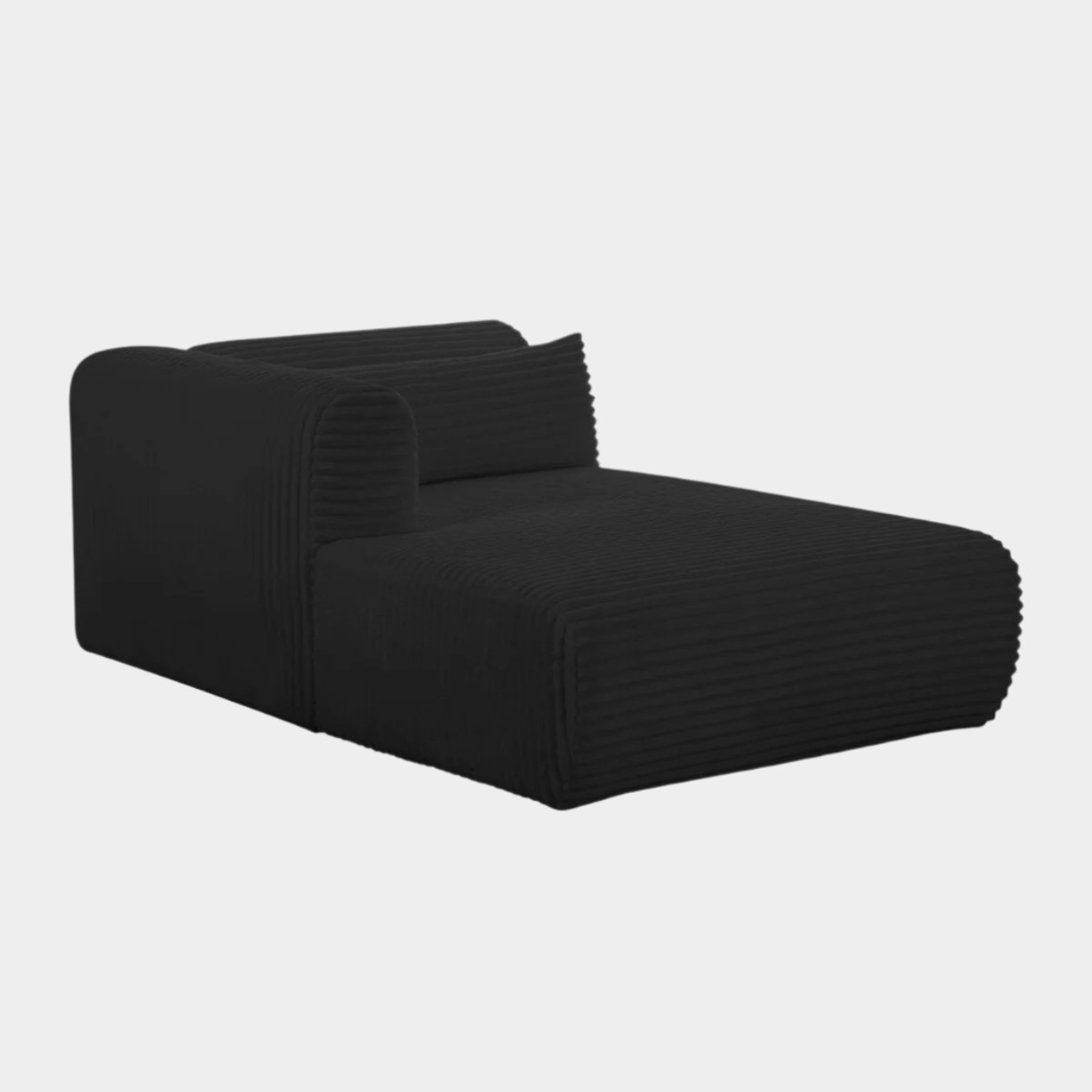 Tarra Fluffy Oversized Black Corduroy Modular LAF Chaise