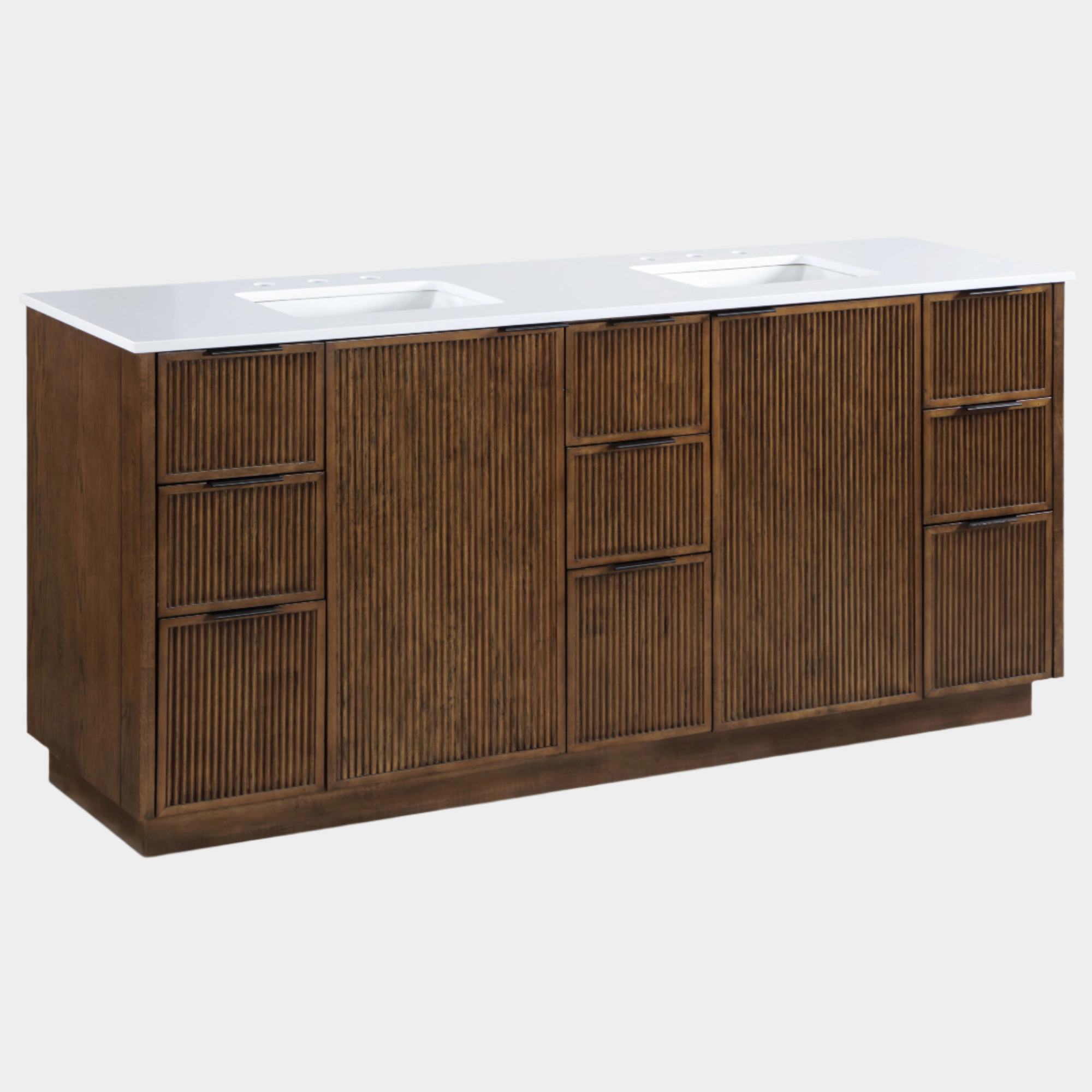 Willard 72" White Engineered Stone And Solid Wood Bathroom Vanity