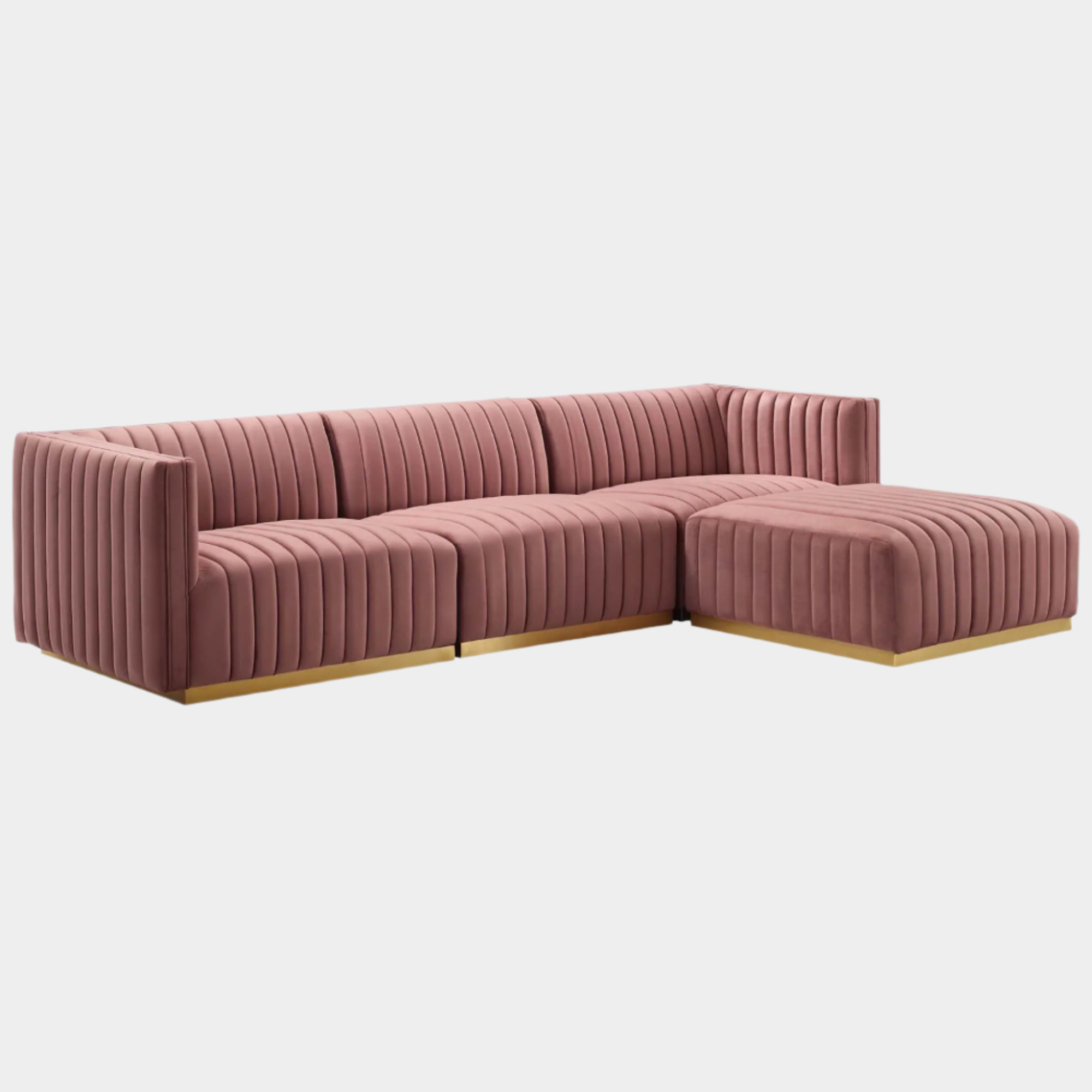 Conjure 4-Piece Channel Tufted Performance Velvet Sectional