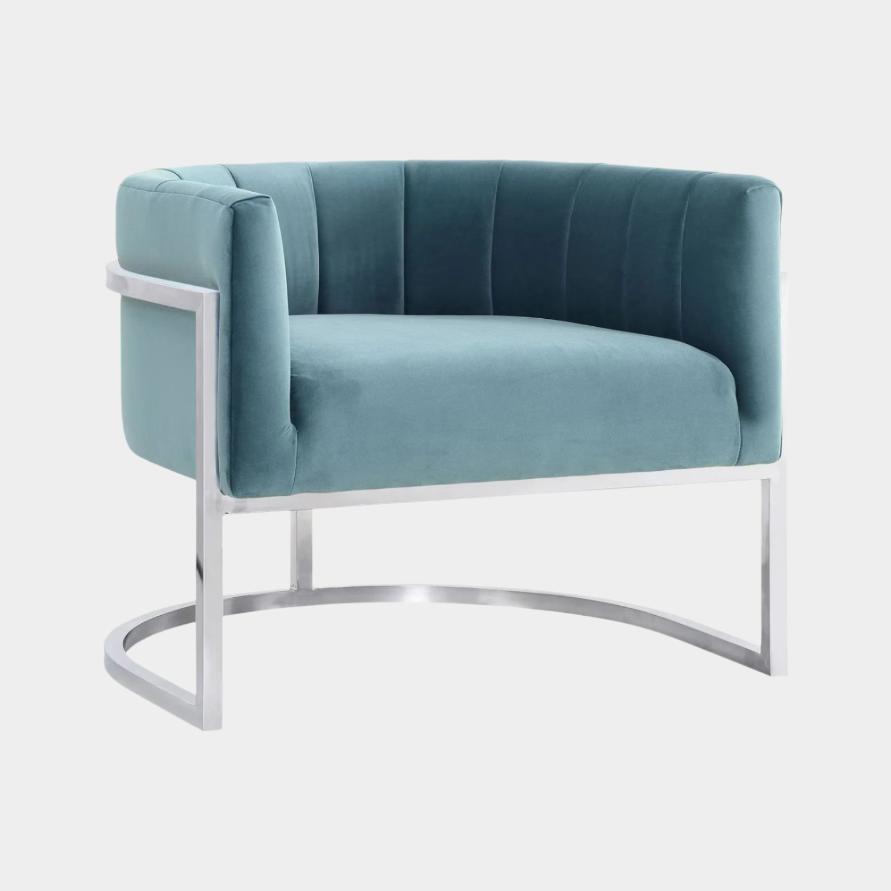 Magnolia Sea Blue Chair with Silver Base