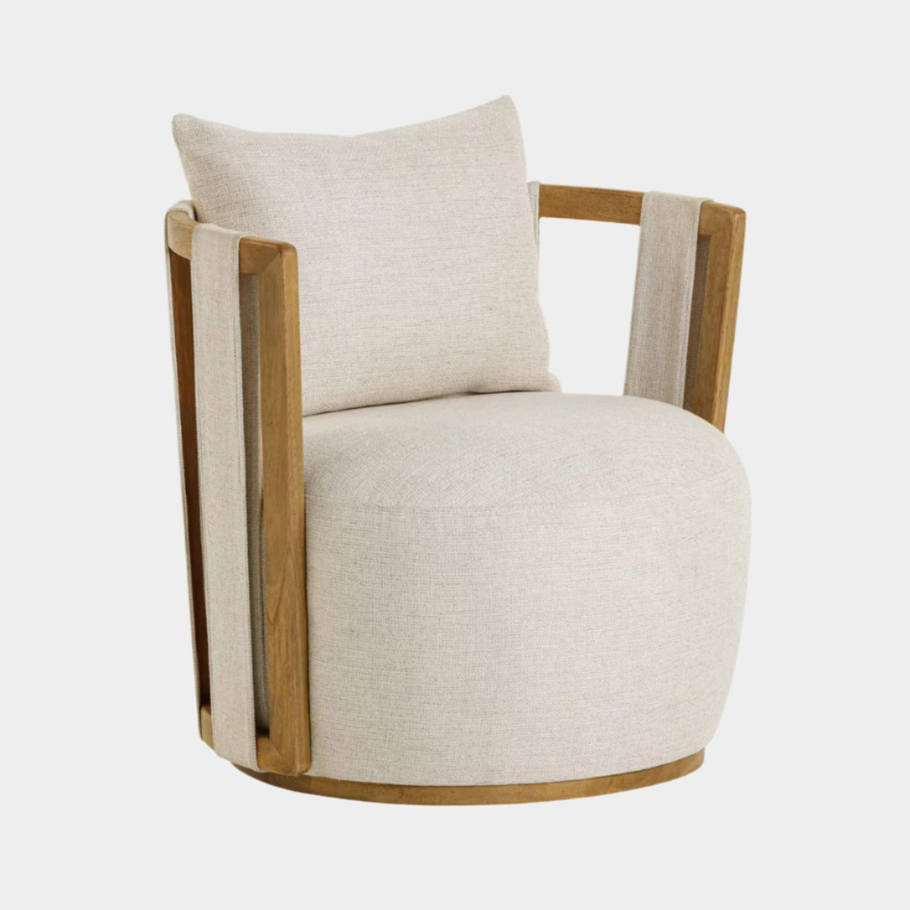 Paolo Cream Textured Weave Swivel Chair