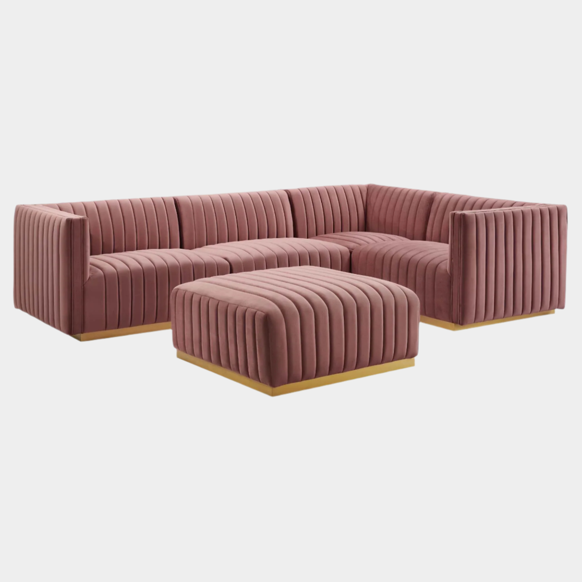 Conjure 5-Piece Channel Tufted Performance Velvet Sectional