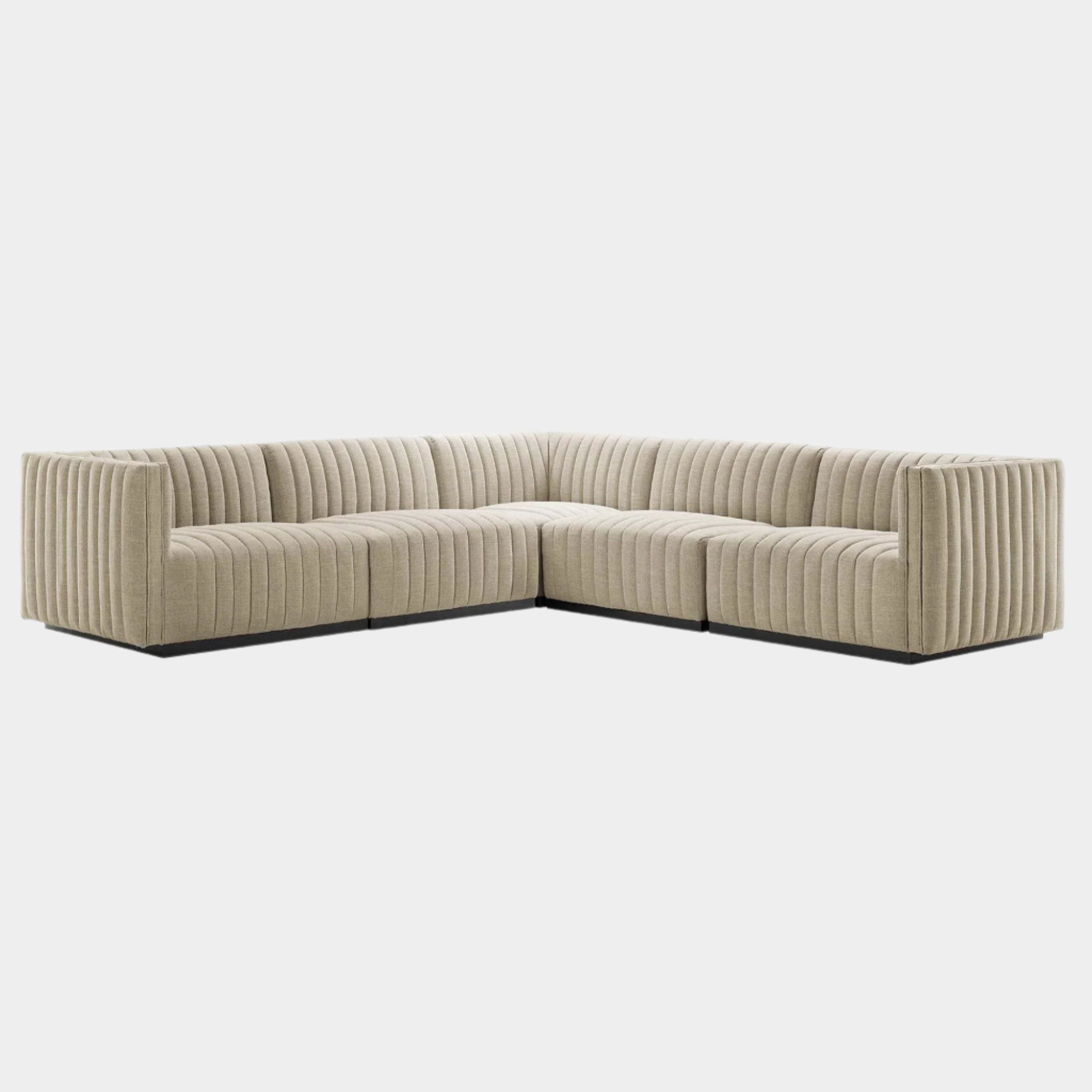 Conjure 5-Piece Channel Tufted Upholstered Fabric L-Shaped Sectional