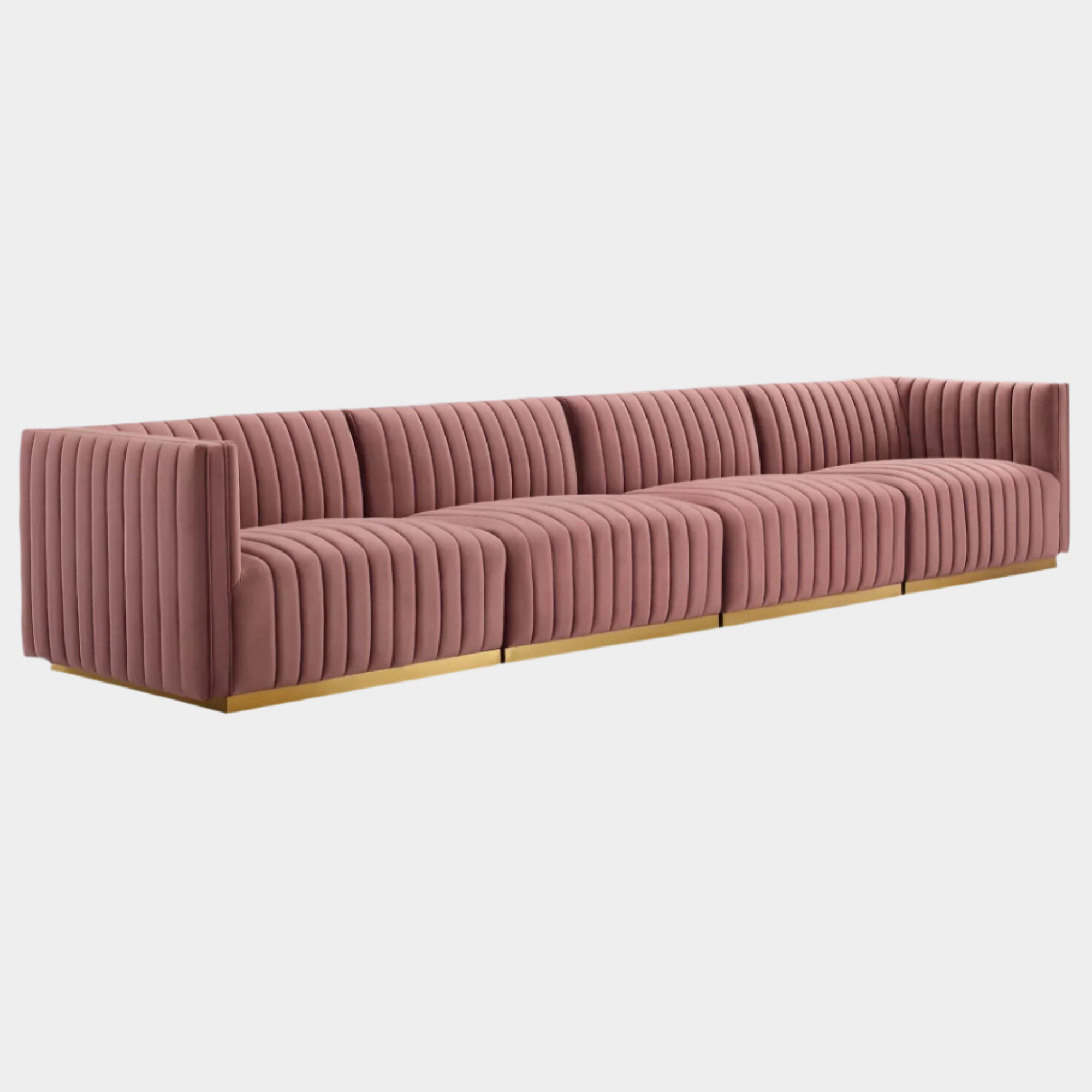 Conjure Channel Tufted Performance Velvet 4-Piece Sofa