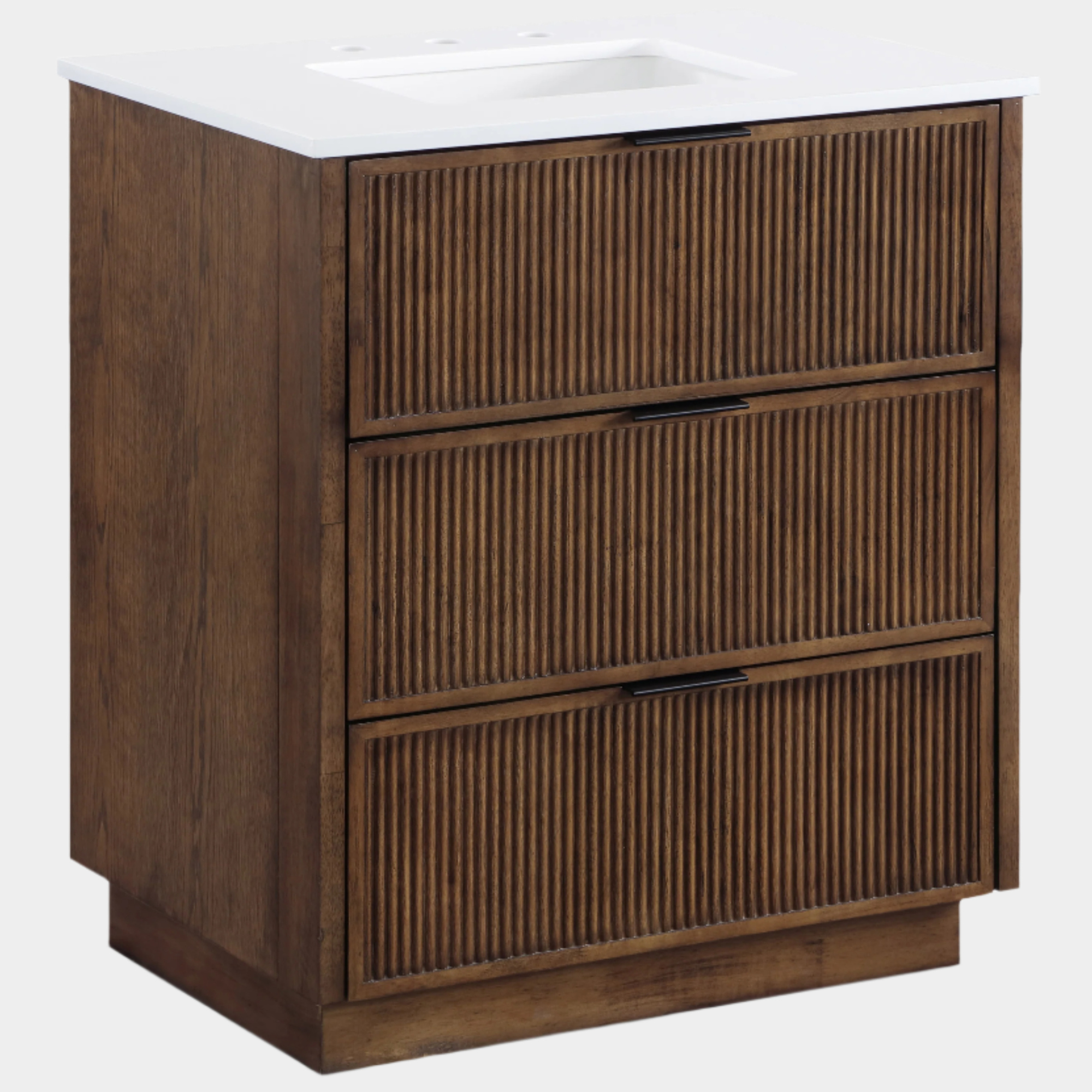 Willard 30" White Engineered Stone And Solid Wood Bathroom Vanity