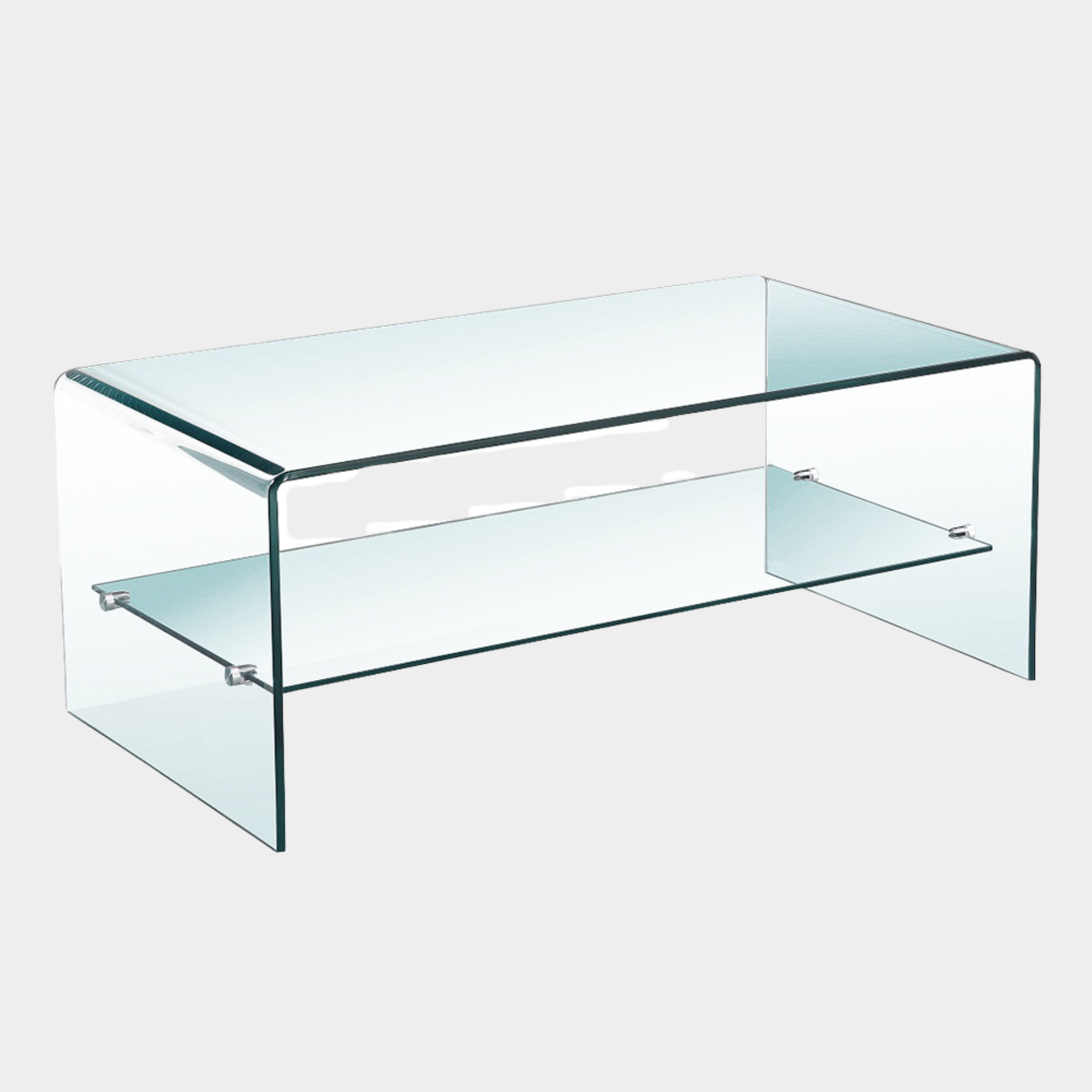 Bent Glass Coffee Table With Shelf