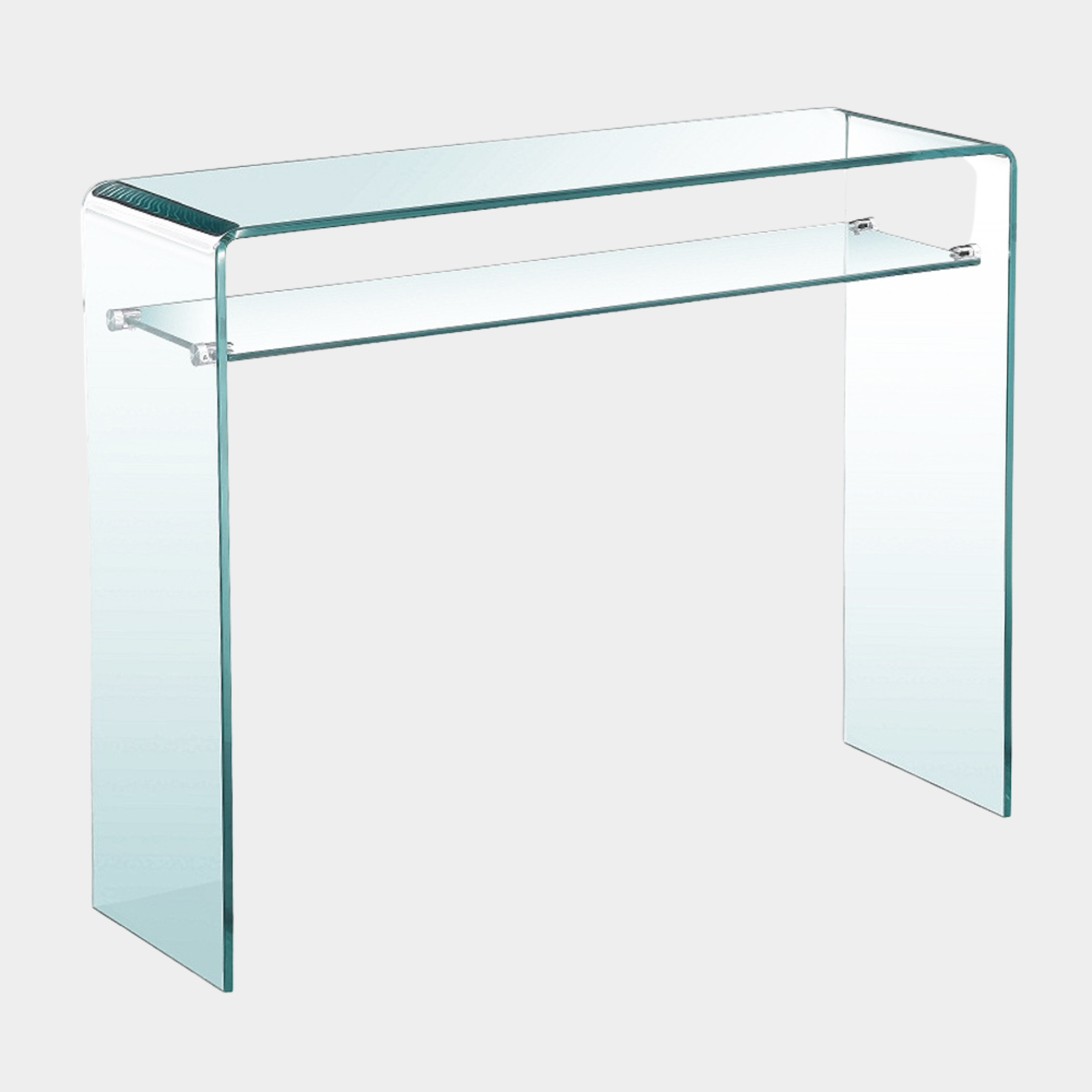 Bent Glass Console Table With Shelf