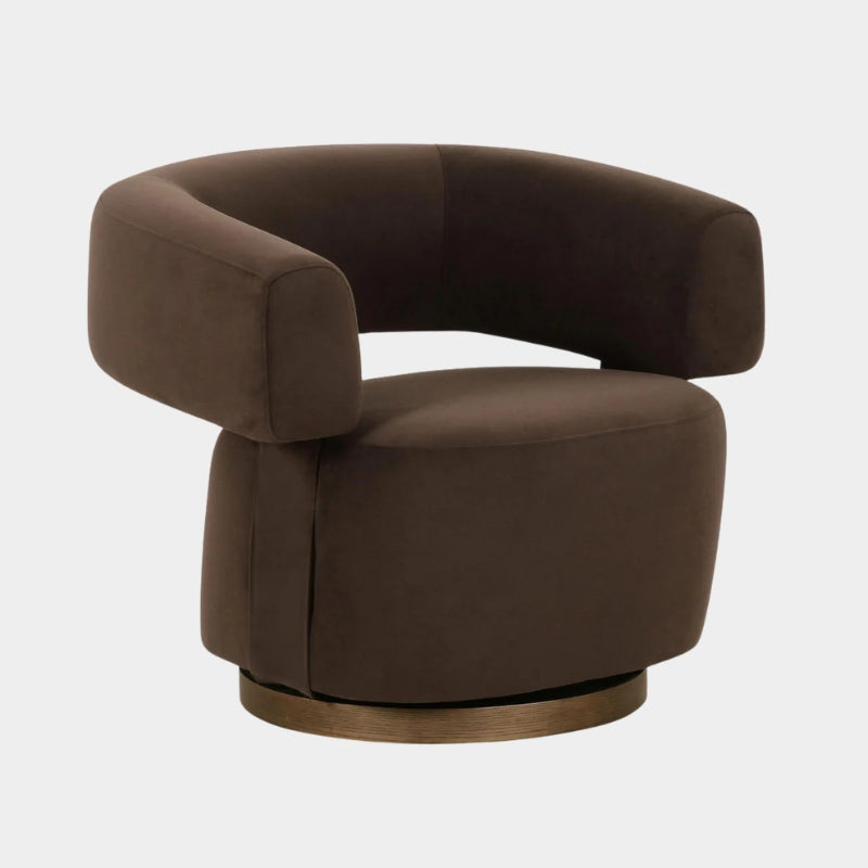 River Chocolate Brown Performance Velvet Swivel Accent Chair