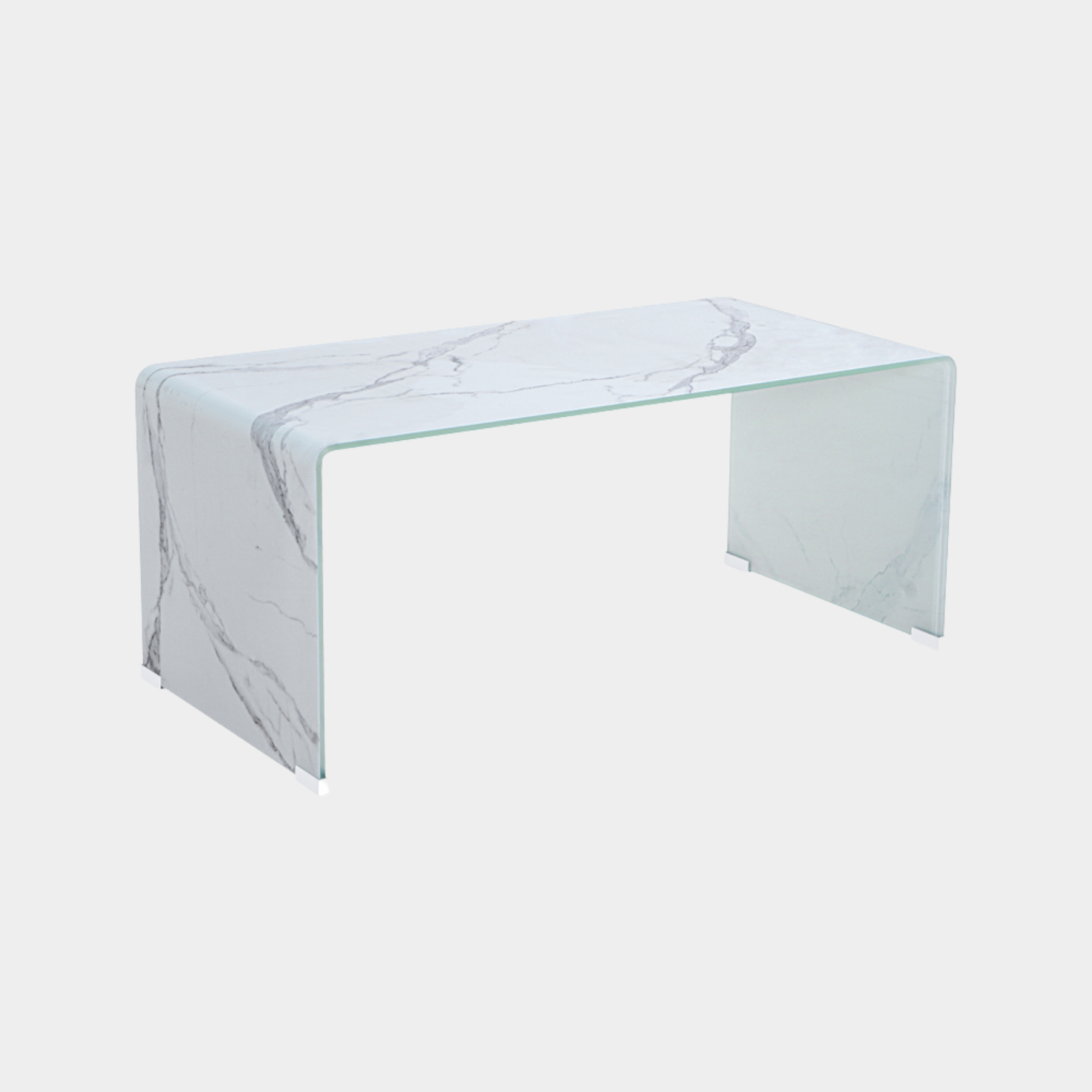 Marble Look Bent Glass Coffee Table