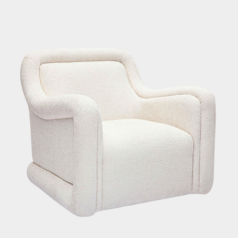 Charli Cream Basketweave Chenille Swivel Chair