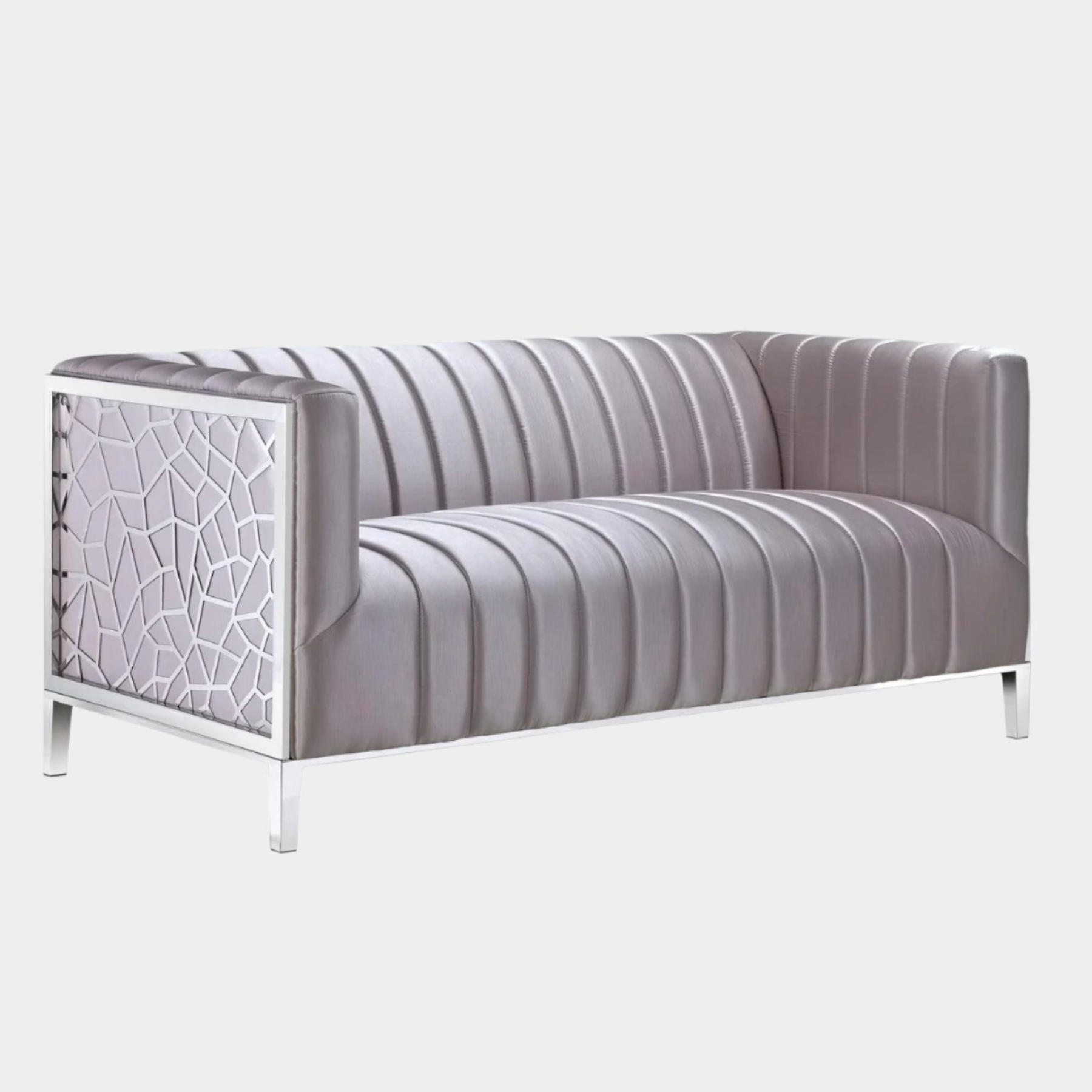 Conrad Sofa Silver Satin