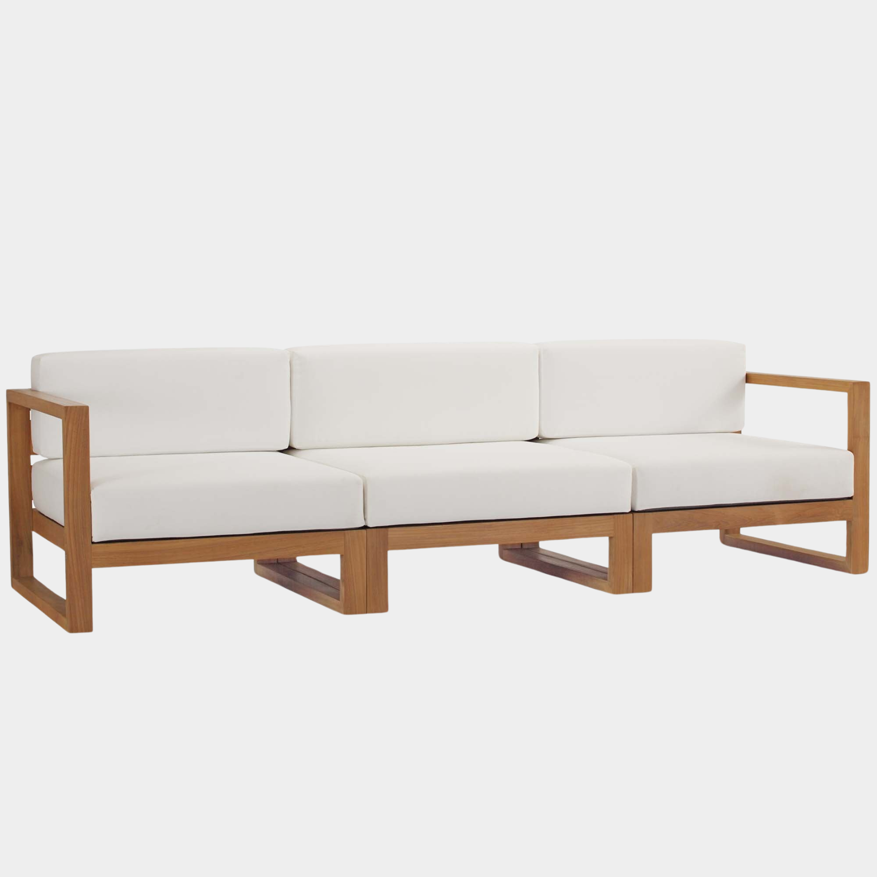 Upland 3-Piece Outdoor Patio Teak Wood Sectional Sofa Set