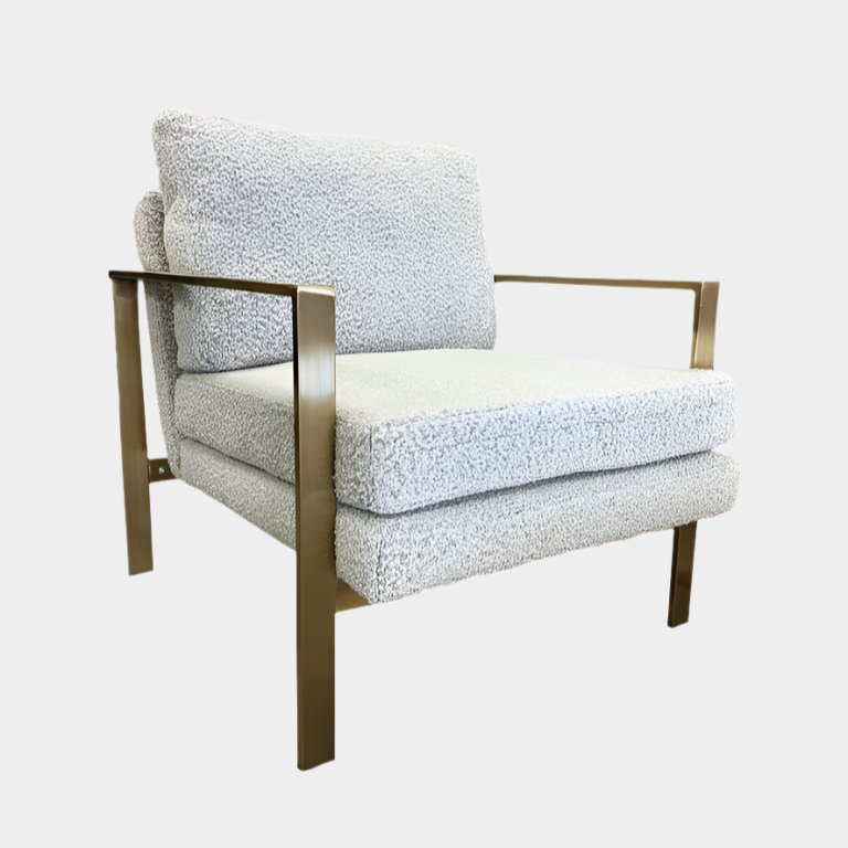 Sidney White Boucle Lounge Chair