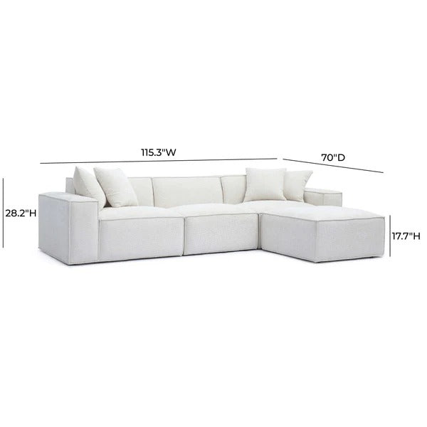 Mindy Chenille Basketweave Modular Sectional