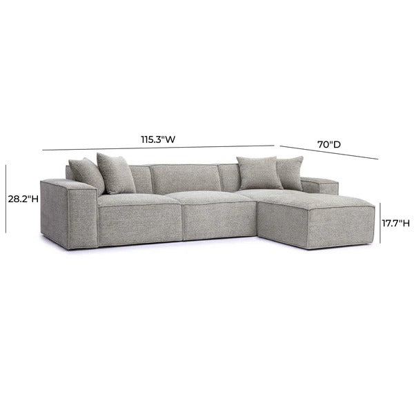 Mindy Chenille Basketweave Modular Sectional