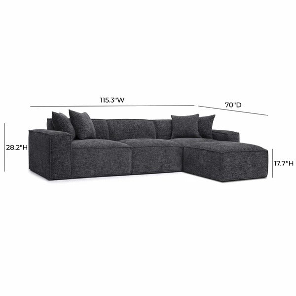 Mindy Chenille Basketweave Modular Sectional