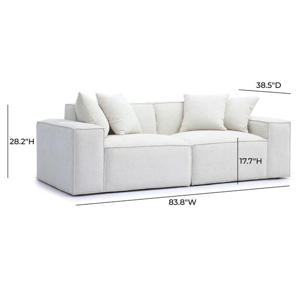 Mindy Chenille Basketweave Modular Loveseat