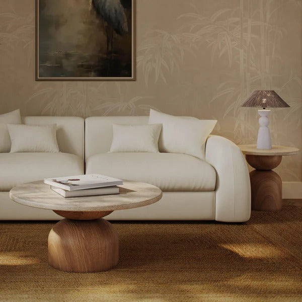Cynthia Travertine Concrete Indoor / Outdoor Coffee Table