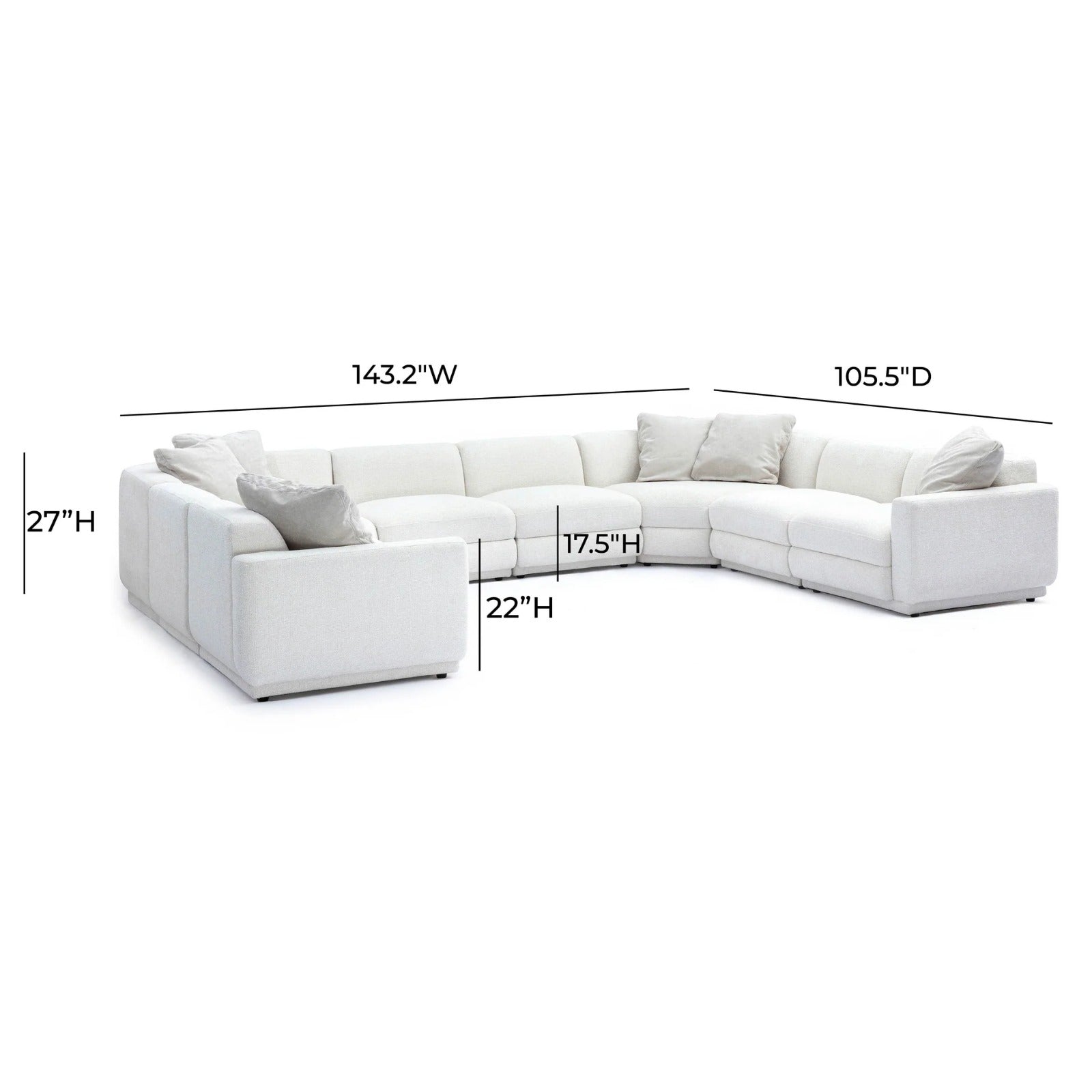 Perry Cream Chenille Modular Large U-Sectional