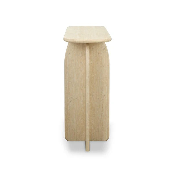 Clementine Faux Travertine Console Table
