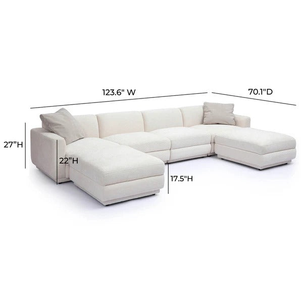 Perry Cream Chenille Modular U-Sectional