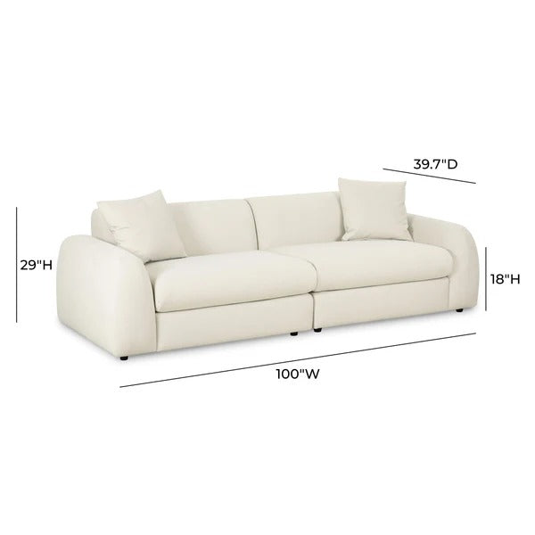 Kourtney Cream Faux Mohair 100" Sofa