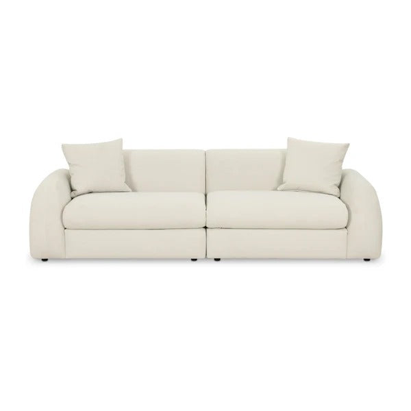 Kourtney Cream Faux Mohair 100" Sofa