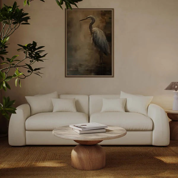 Kourtney Cream Faux Mohair 100" Sofa