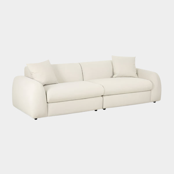 Kourtney Cream Faux Mohair 100" Sofa