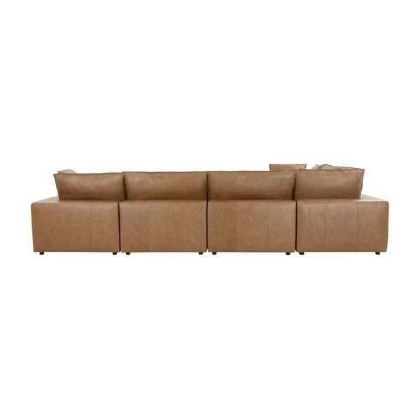 Cali Brown Leather Modular 7-Piece Large Chaise Sectional