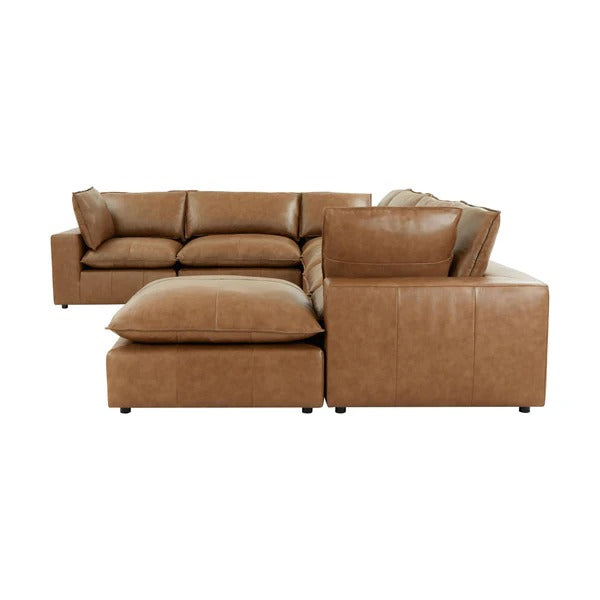 Cali Brown Leather Modular 7-Piece Large Chaise Sectional