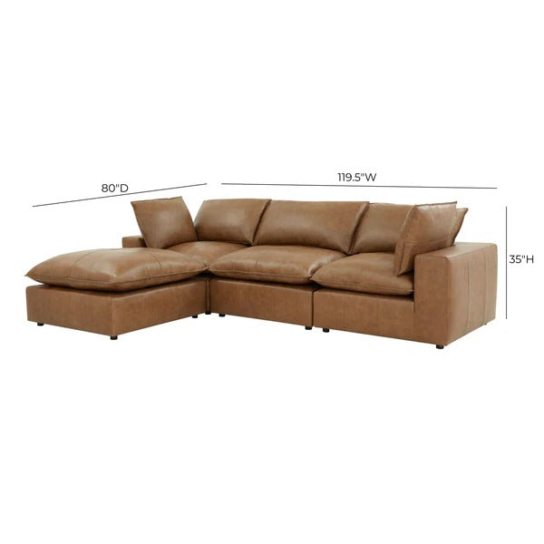 Cali Brown Leather Modular 4-Piece Sectional