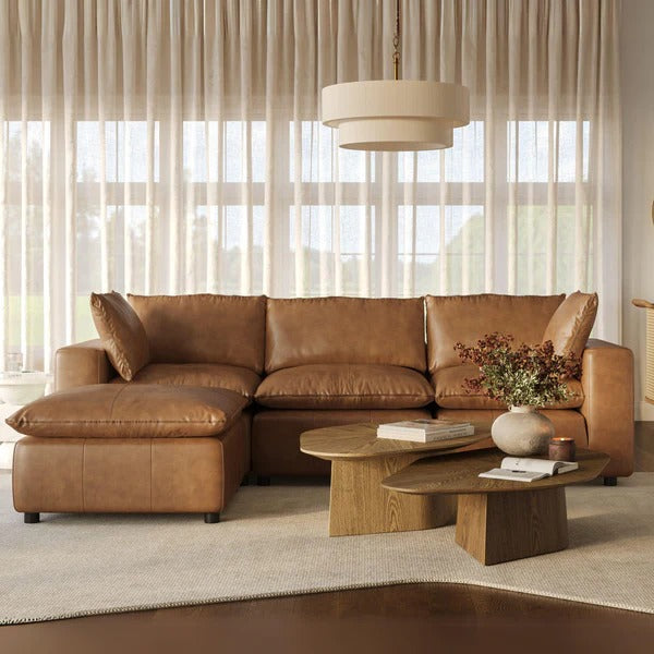 Cali Brown Leather Modular 4-Piece Sectional