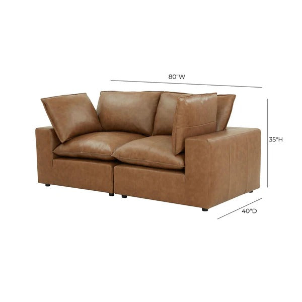 Cali Brown Leather Modular Loveseat