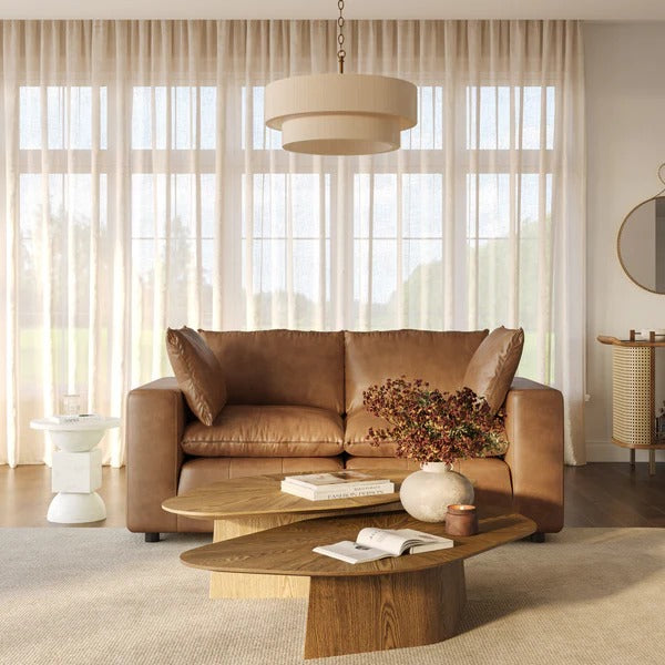 Cali Brown Leather Modular Loveseat