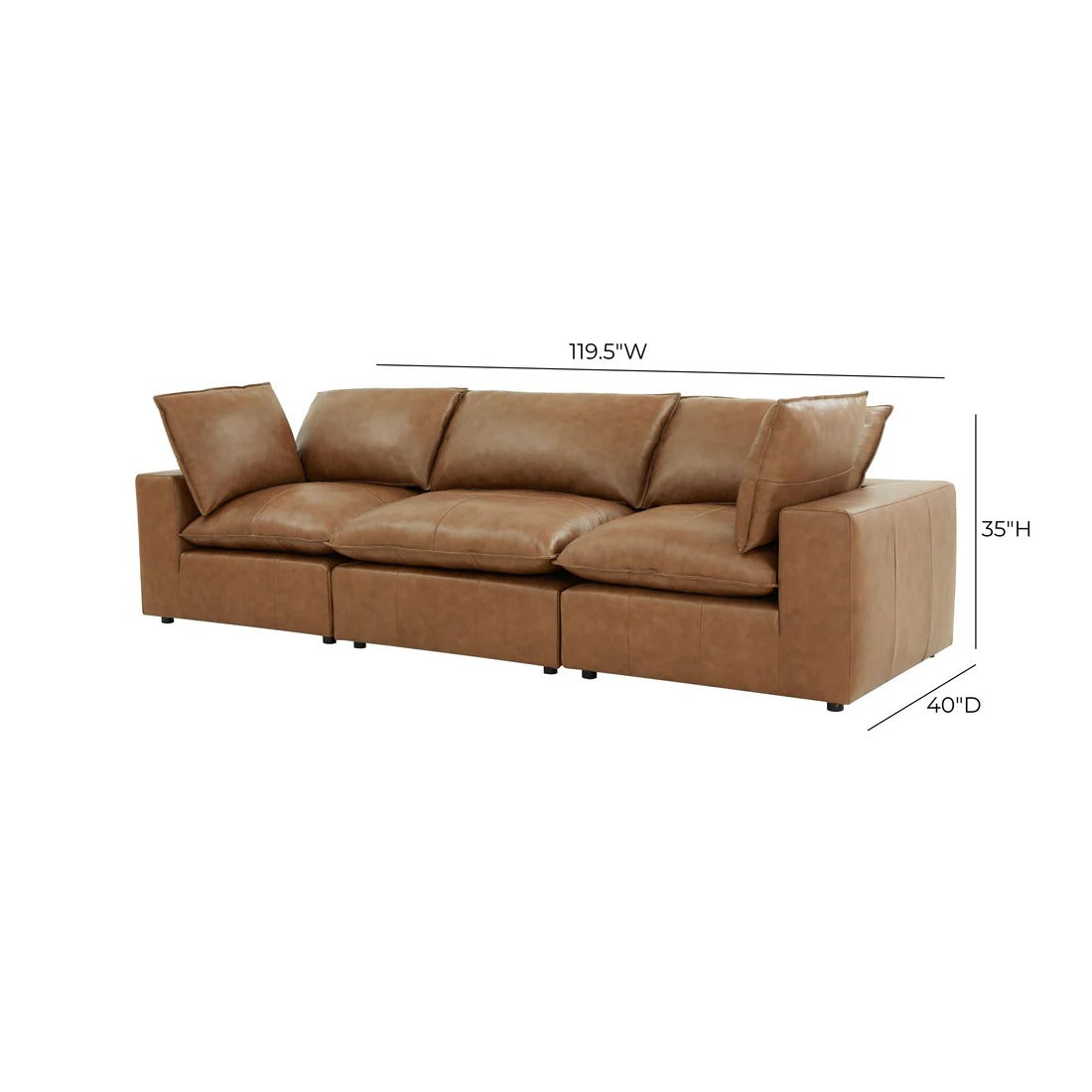 Cali Brown Leather Modular Sofa
