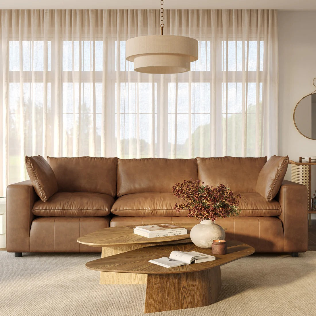 Cali Brown Leather Modular Sofa