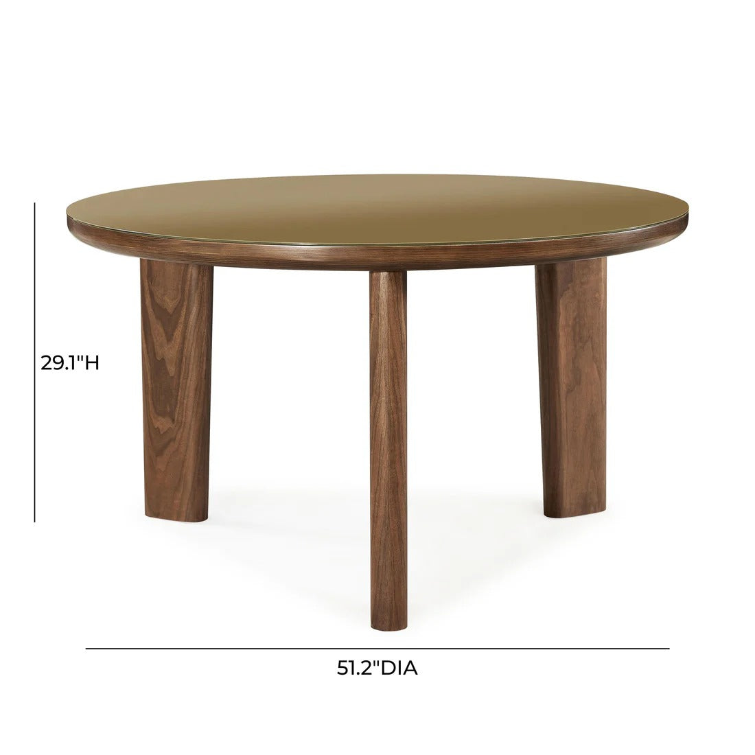 Oani Walnut and Glass 51" Round Dining Table