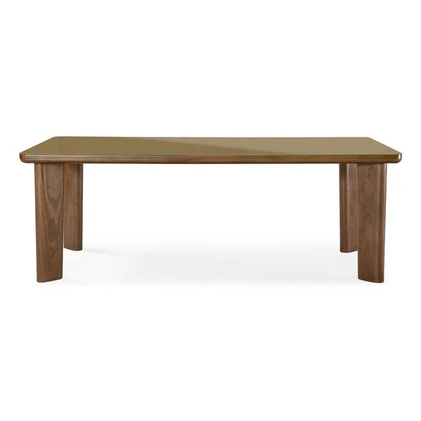 Oani Walnut and Glass 83" Rectangular Dining Table
