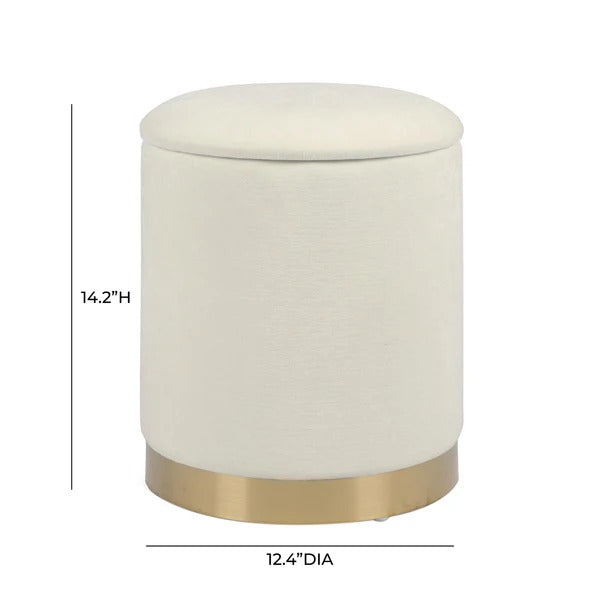 Zoe Cream Chenille Storage Ottoman